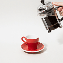 Load image into Gallery viewer, Red Coffee Cups and Saucers
