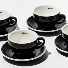 Load image into Gallery viewer, Black Coffee Cups and Saucers
