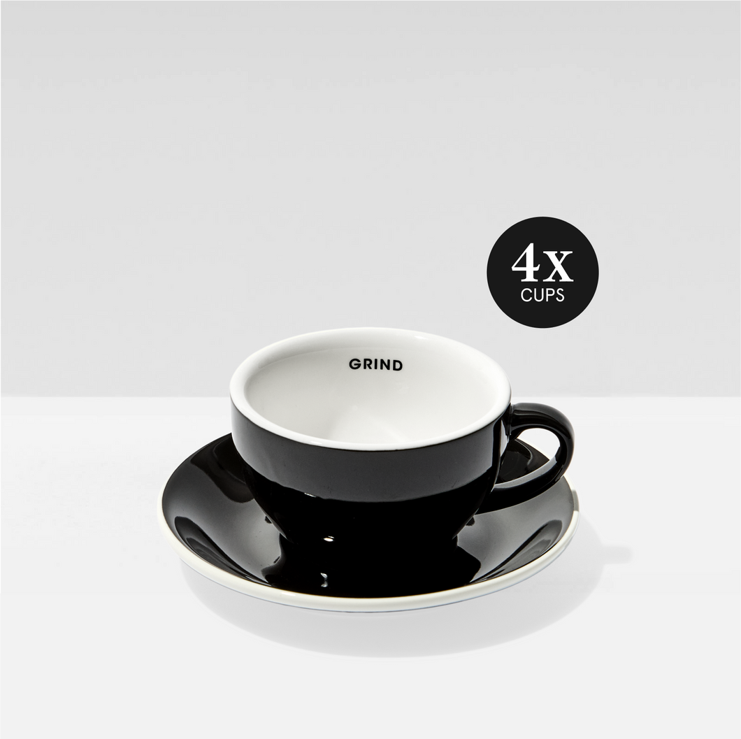 Black Coffee Cups and Saucers