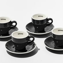 Load image into Gallery viewer, Black Coffee Cups and Saucers
