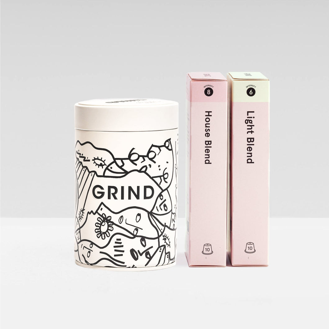 Grind x Shantell Martin Tin of Nespresso® Compatible Coffee Pods