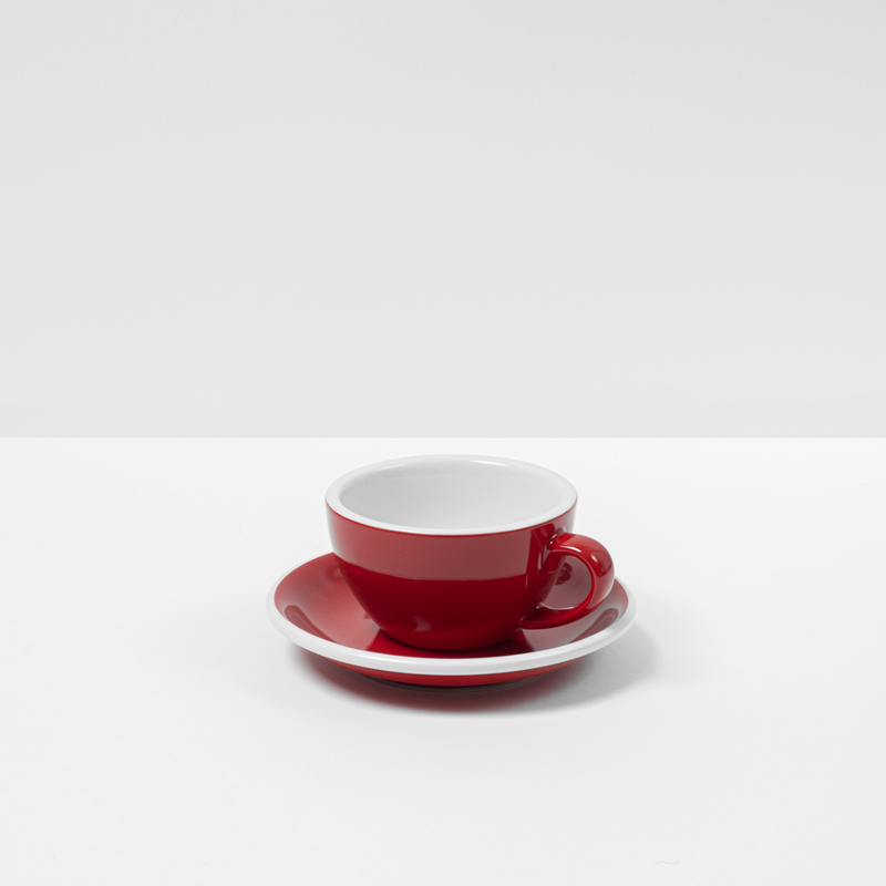 Red Coffee Cups and Saucers image