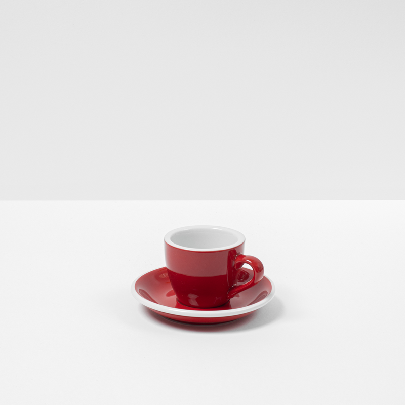 Red Coffee Cups and Saucers image