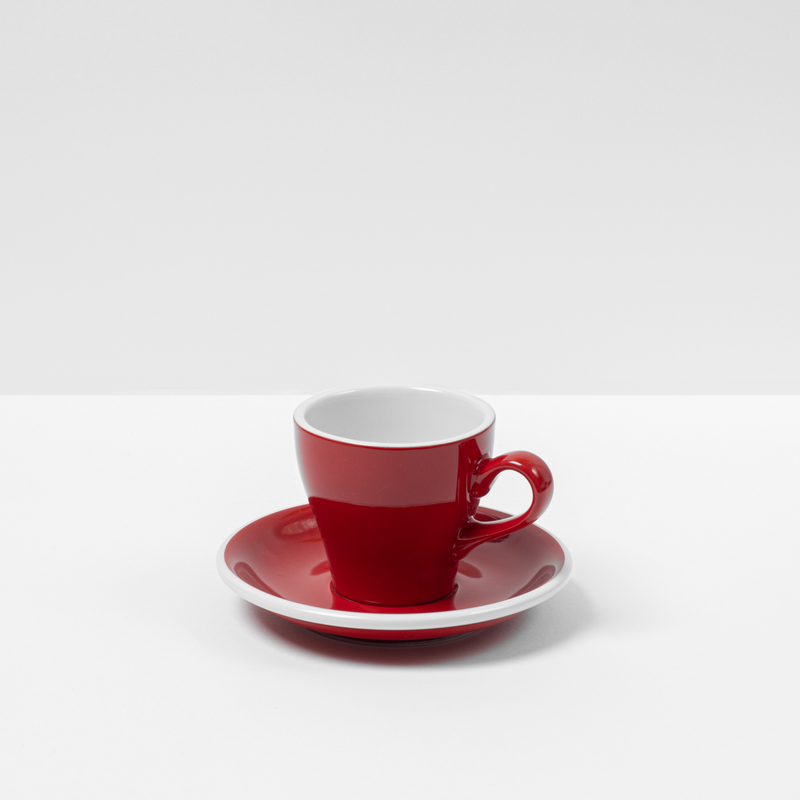 Red Coffee Cups and Saucers image