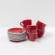 Load image into Gallery viewer, Red Coffee Cups and Saucers
